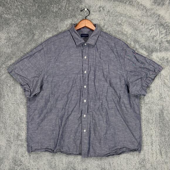 Proper Cloth Other - Proper Cloth Shirt Mens XL Blue Linen Blend Short Sleeve Button Up